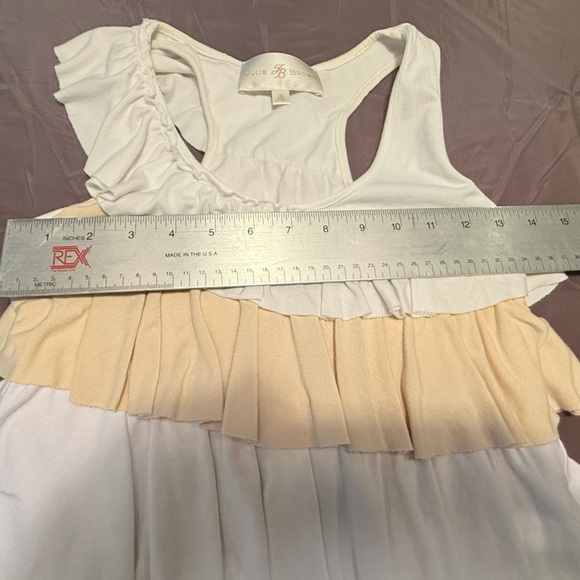 JB by Julie Brown Cream, Peach, White Jersey Ruffle Tank Top Size Small MSRP$168 - Picture 5 of 8